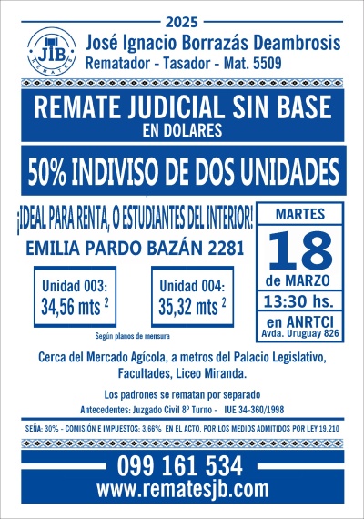 Apartamentos en Remate en La Comercial, Montevideo