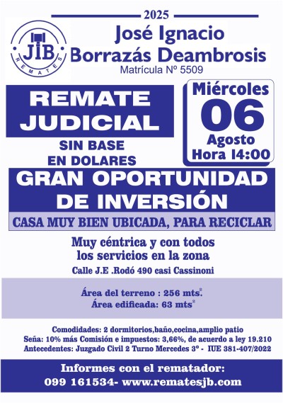 Casa en Remate en Mercedes, Soriano