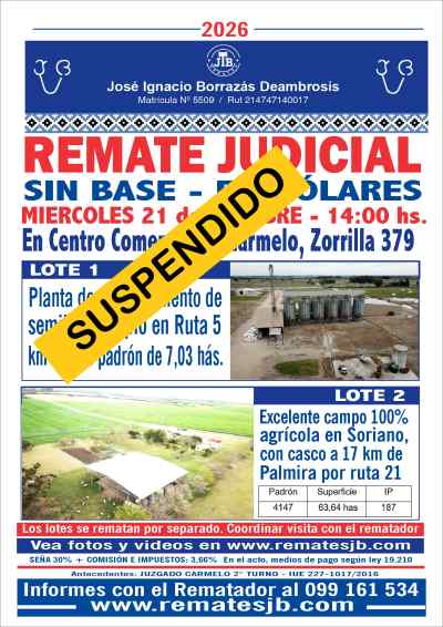 Campo en Remate en Otras localidades, Soriano