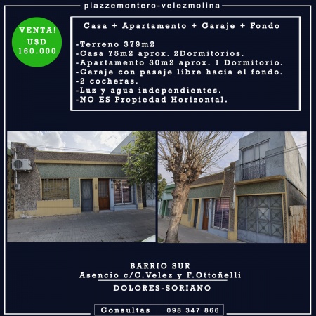 Casa en Venta en BARRIO SUR, Dolores, Soriano