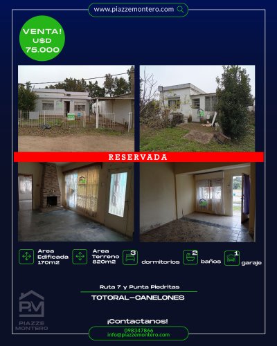 Casas en Venta en Totoral del Sauce, Canelones