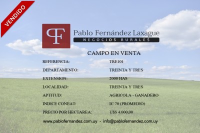 Campo en Venta en Treinta y Tres, Treinta y Tres