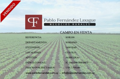 Campo en Venta en Paraje Cololó, Soriano
