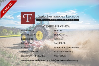Campo en Venta en San Jorge, Durazno