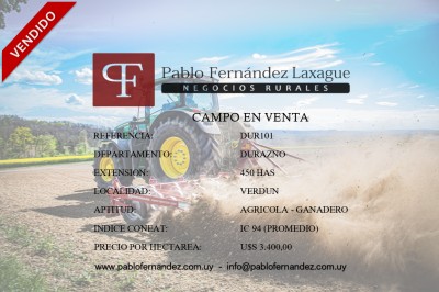 Campo en Venta en Verdún, Durazno