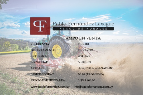 Campo / Chacra en Venta en Verdún, Durazno