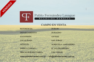 Campo en Venta en San Jorge, Durazno