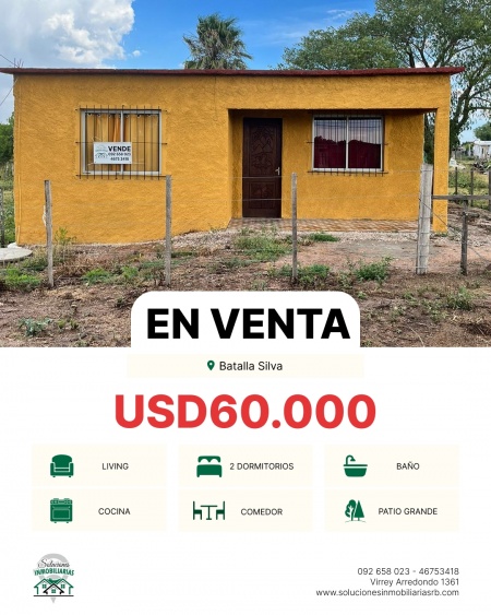 Casa en Venta en BATALLA SILVA, Río Branco, Cerro Largo