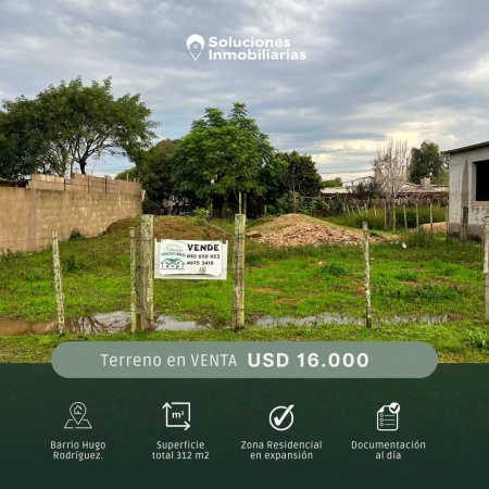 Terreno en Venta en HUGO RODRIGUEZ, Río Branco, Cerro Largo