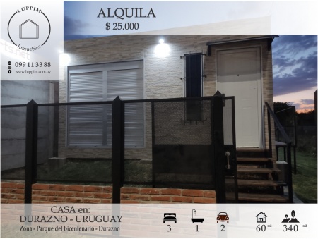 Casas en Alquiler en Parque del Bicentenario, Durazno , Durazno