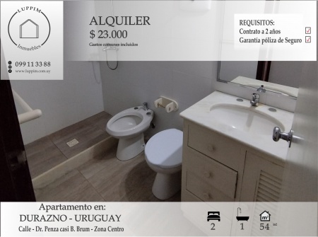 Apartamento en Venta,  Alquiler en Centro, Durazno , Durazno