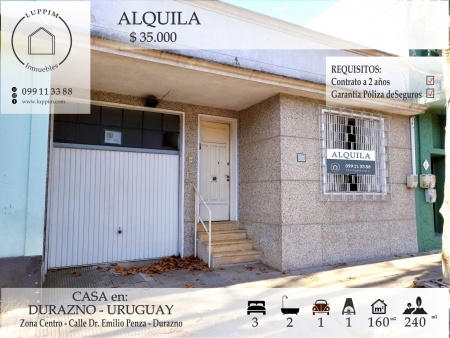 Casas en Alquiler en Centro, Durazno , Durazno