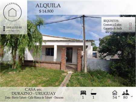 Casa en Alquiler en Barrio Tabaré, Durazno , Durazno