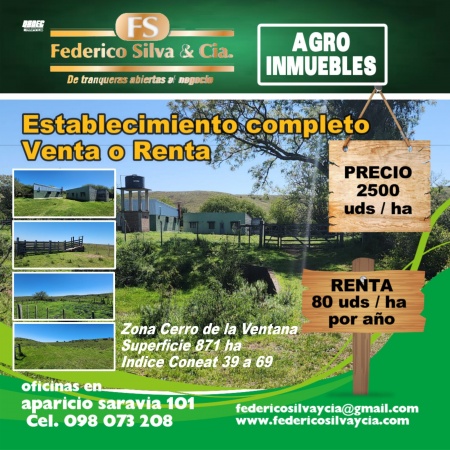 Campos y Chacras en Venta en Cerro de la Ventana, Tacuarembó