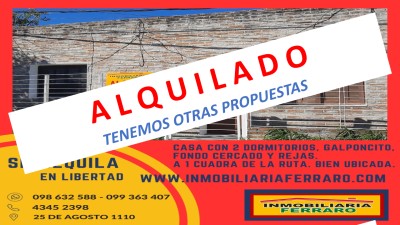 Casas y Apartamentos en Alquiler en EDISON CASI RUTA, Libertad, San José