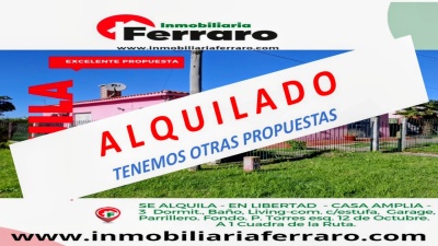 Casas y Apartamentos en Alquiler en ASERRADERO, Libertad, San José