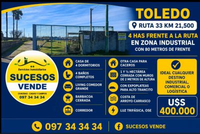 Campos y Chacras en Venta en TOLEDO CHICO RUTA 33, Pando, Canelones