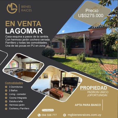 Casa en Venta en Lagomar, Ciudad de la Costa, Canelones
