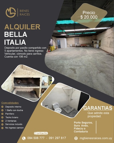 Galpón en Alquiler en Bella Italia, Montevideo