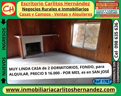 Casas en Alquiler en ESTADIO, San José de Mayo, San José