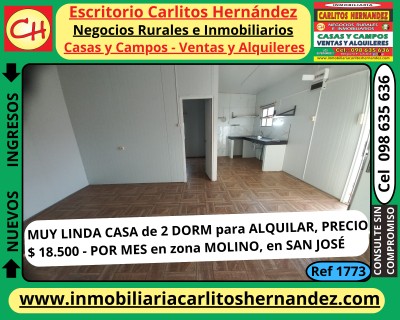Casa en Alquiler en MOLINO, San José de Mayo, San José