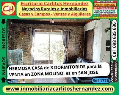 Casa en Venta en MOLINO, San José de Mayo, San José