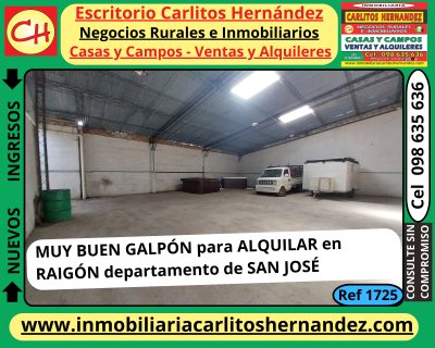 Galpón en Alquiler en Raigon, San José