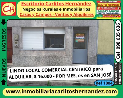Locales Comerciales en Alquiler en CENTRO, San José de Mayo, San José