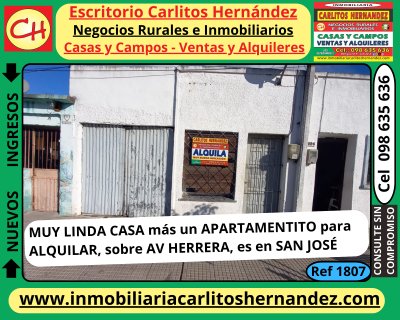 CASA más APARTAMENTOS en Alquiler en San José de Mayo, San José