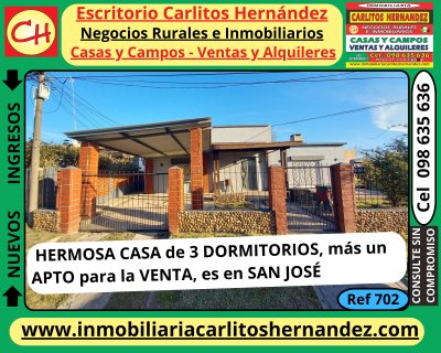 Casa en Venta en Cancha de Central, San José de Mayo, San José