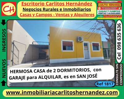 Casa en Alquiler en San José de Mayo, San José