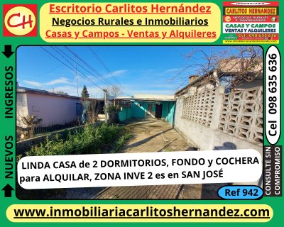 Casas en Alquiler en Zona Inve 2, San José de Mayo, San José