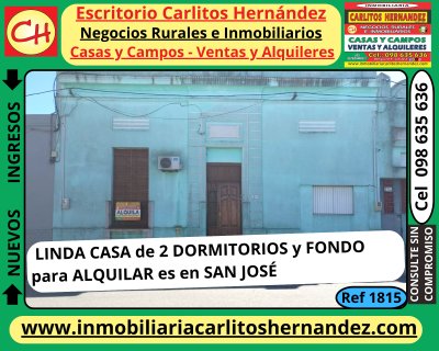 Casas en Alquiler en San José de Mayo, San José