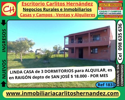 Casas en Alquiler en Raigon, San José