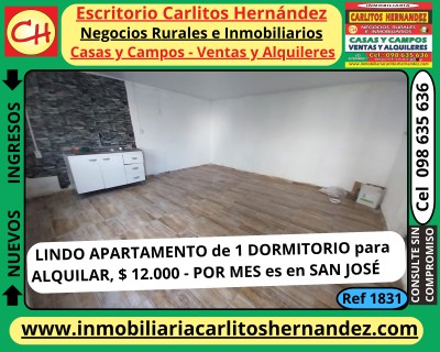 Apartamentos en Alquiler en Plaza de Colores, San José de Mayo, San José