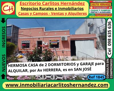 Casas en Alquiler en HERRERA, San José de Mayo, San José