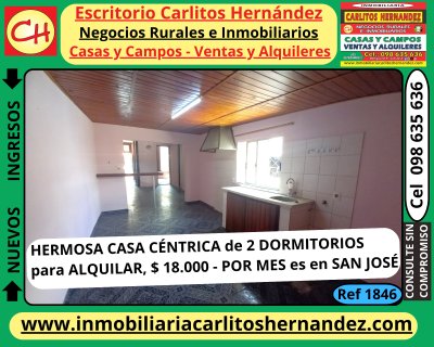 Casa en Alquiler en CENTRO, San José de Mayo, San José