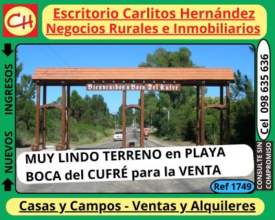 Terreno en Venta en Boca del Cufre, San José