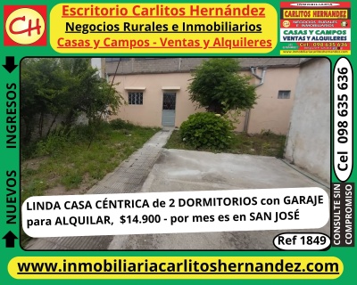 Casa en Alquiler en CENTRO, San José de Mayo, San José