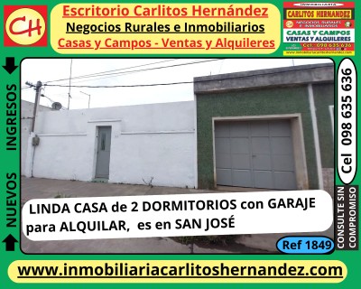 Casa en Alquiler en San José de Mayo, San José