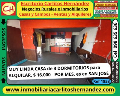 Casa en Alquiler en San José de Mayo, San José