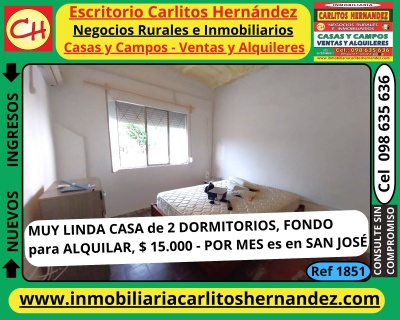 Casa en Alquiler en San José de Mayo, San José