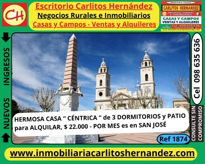 Casa en Alquiler en CENTRO, San José de Mayo, San José