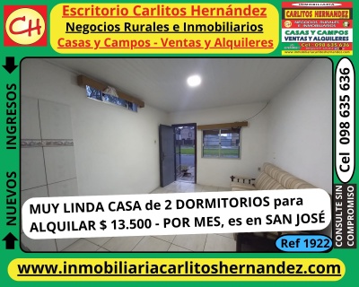 Casa en Alquiler en San José de Mayo, San José