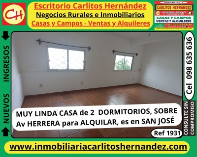 Casa en Alquiler en HERRERA, San José de Mayo, San José