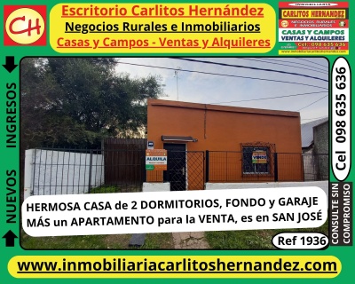 Casa en Venta en San José de Mayo, San José