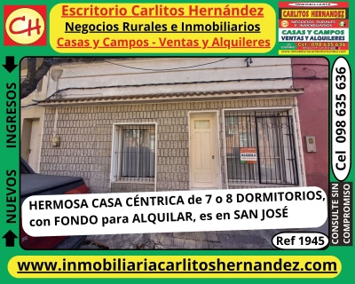 Casa en Alquiler en CENTRO, San José de Mayo, San José