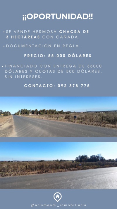 Chacra en Venta en Empalme Olmos, Canelones