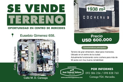 Terreno en Venta en Mercedes, Soriano