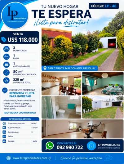Casas en Venta en San Carlos, Maldonado
